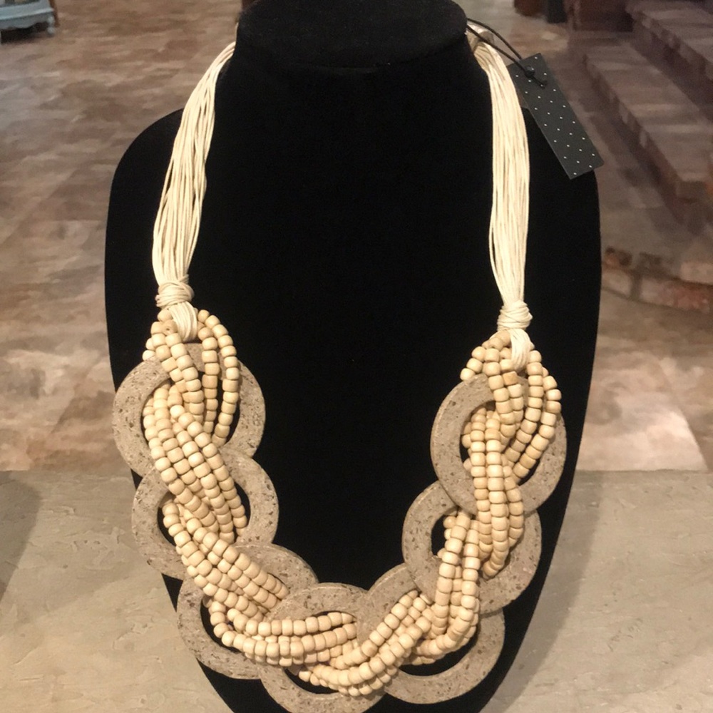NWT Cork & Bead Natural 24” Necklace